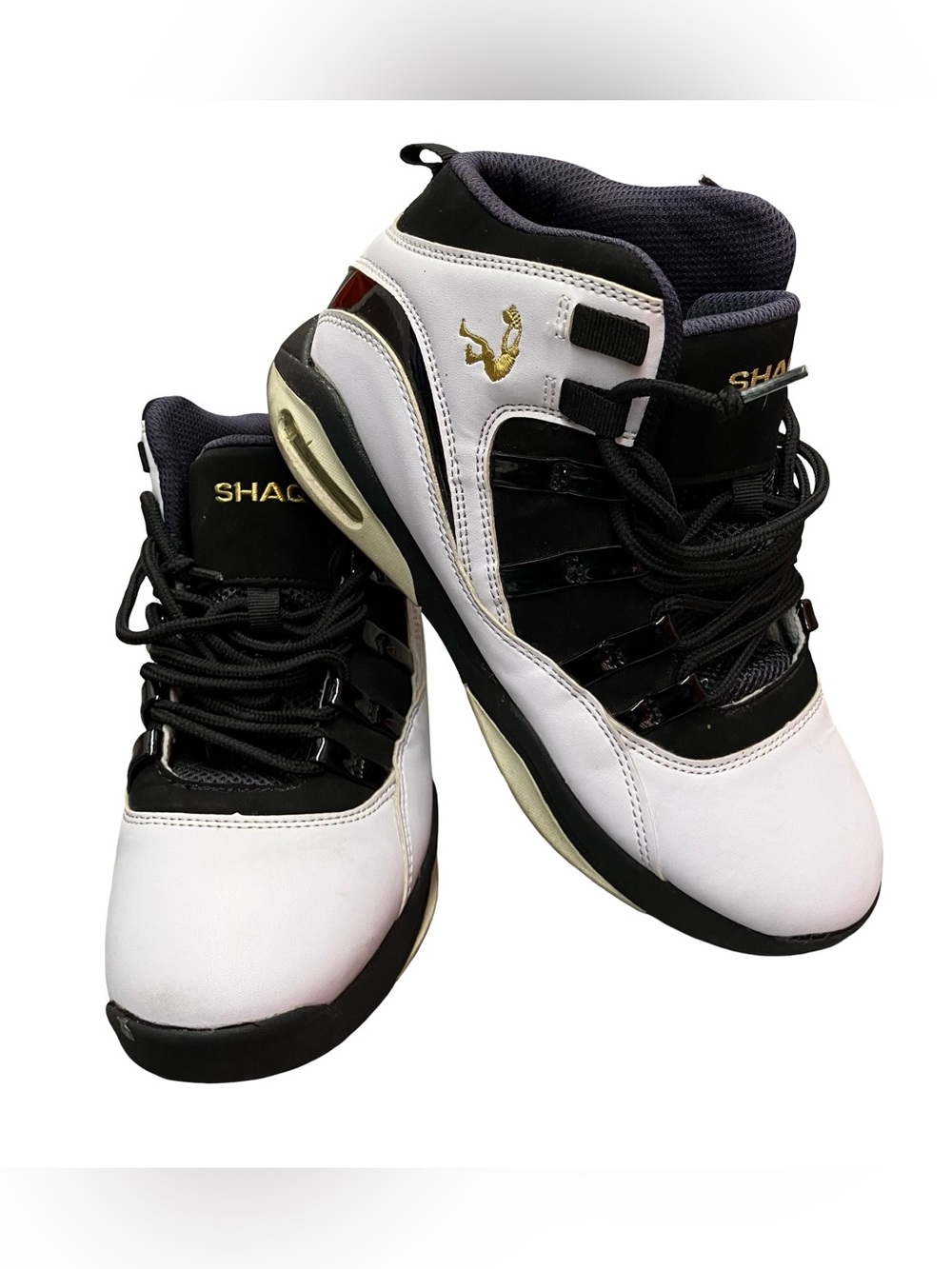 SHAQ White and Black High-Top Basketball Shoes Boys Size 6
